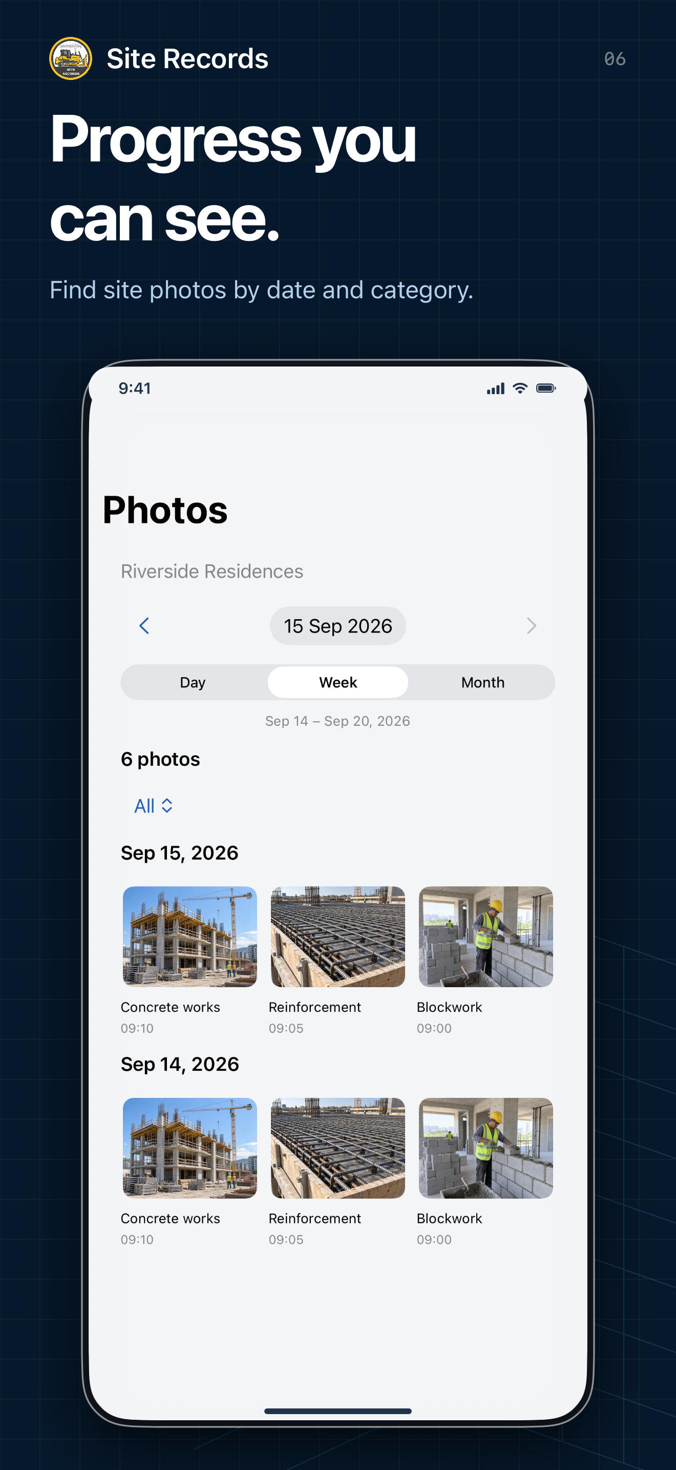Site Records iPhone: Site photographs